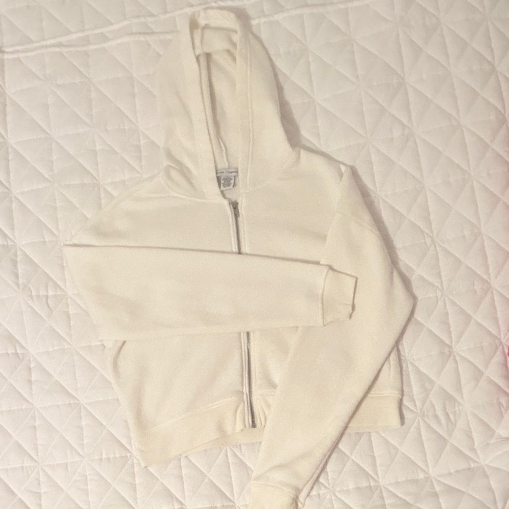 Women's White Cropped Hoodie